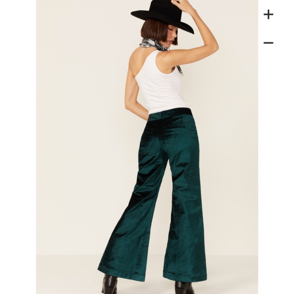 Free People Green Velvet Flare Pants
